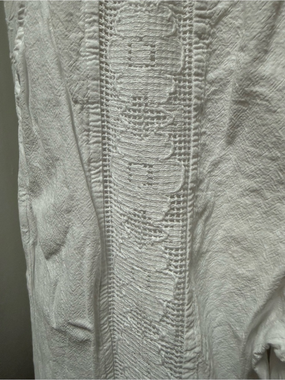 White Textured Crochet-Panel Top